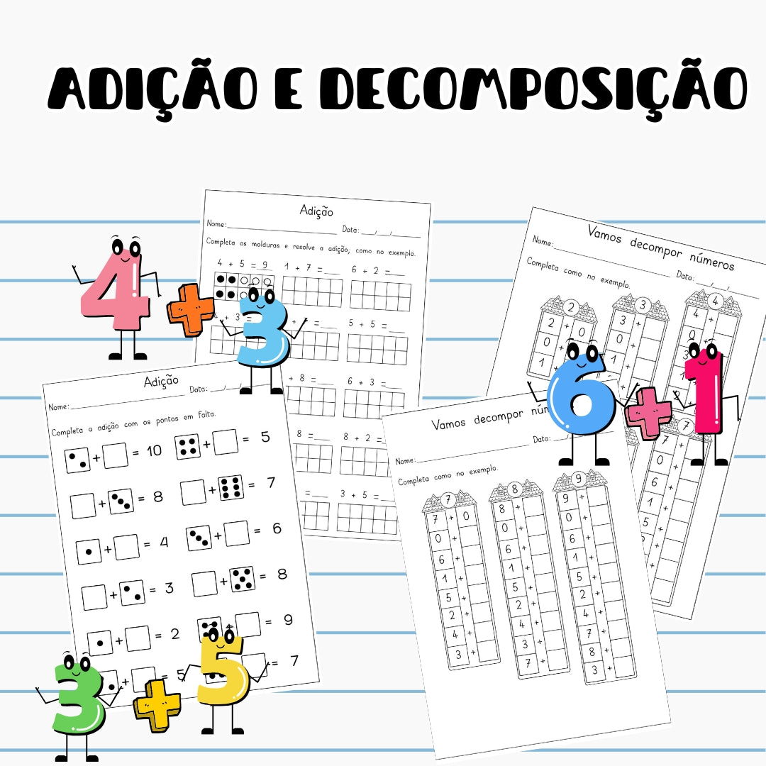 Amigos do 10, adição e decomposição - Fichas de apoio