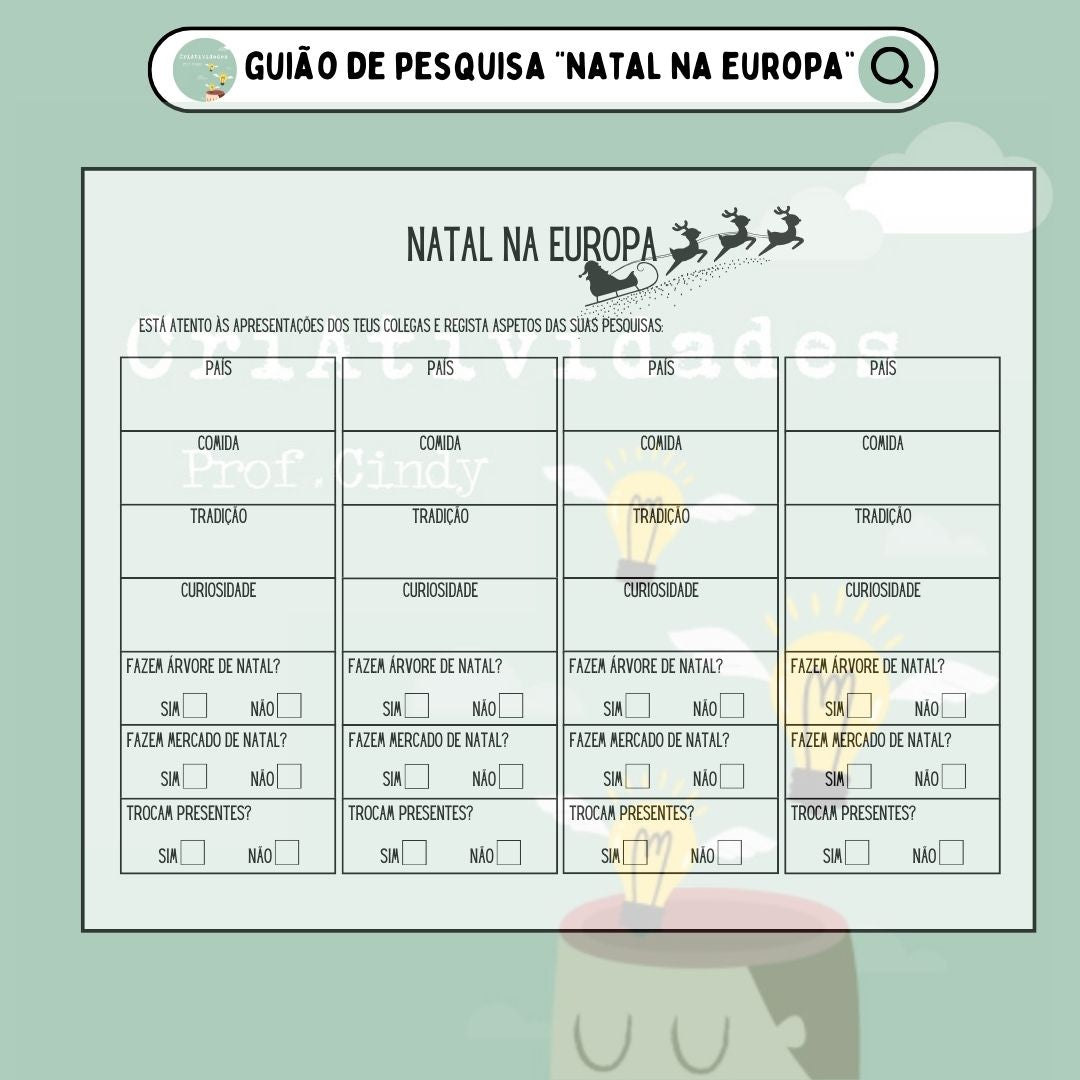 Guião de pesquisa "Natal na Europa" e "Natal no Mundo"