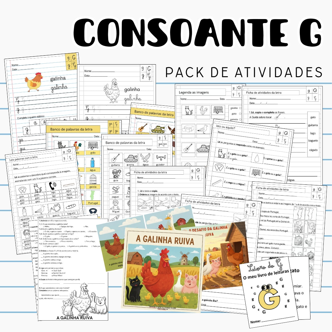 Pack Atividades Consoantes G
