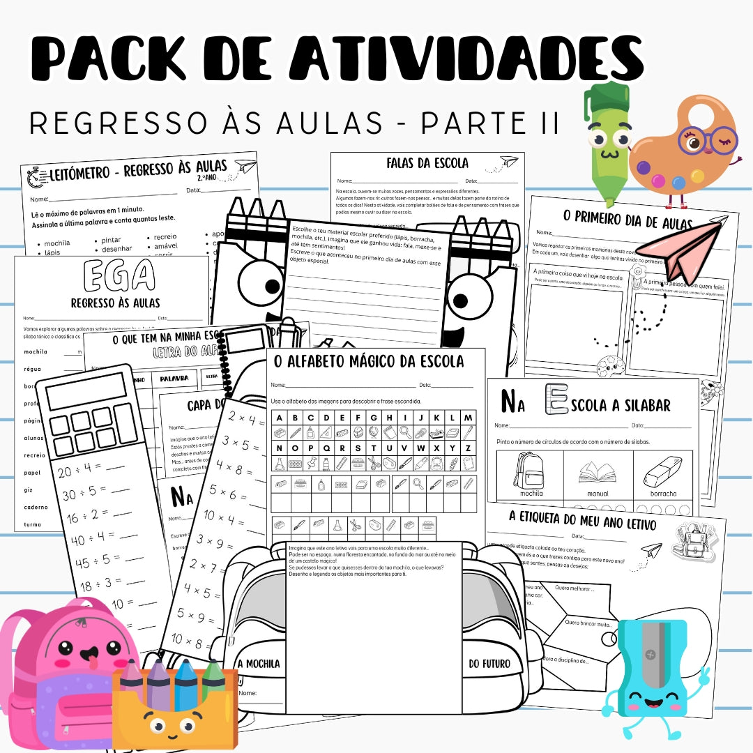 Pack Atividades Regresso às Aulas - Parte II