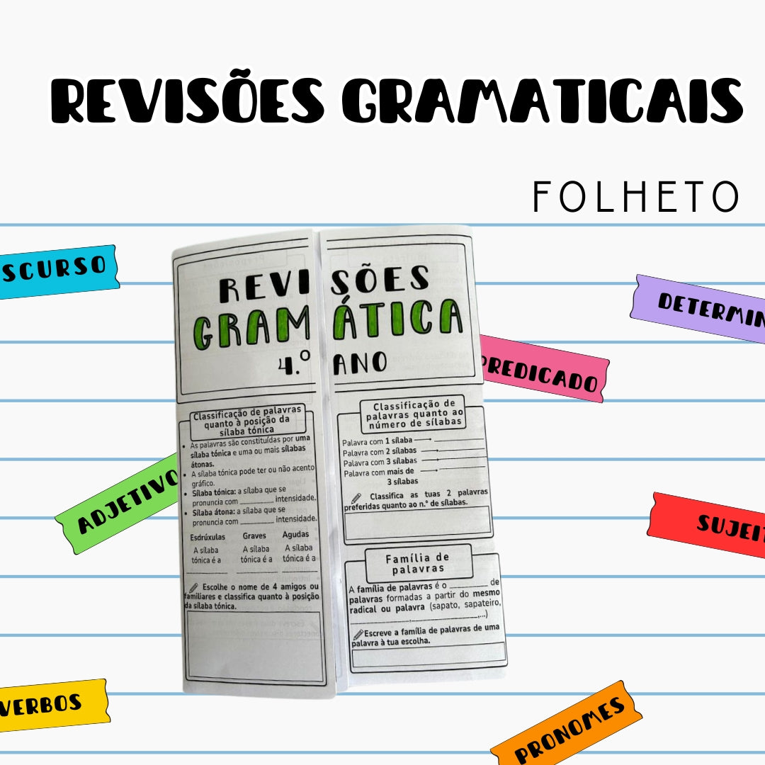 Folheto revisões gramaticais 4ºano
