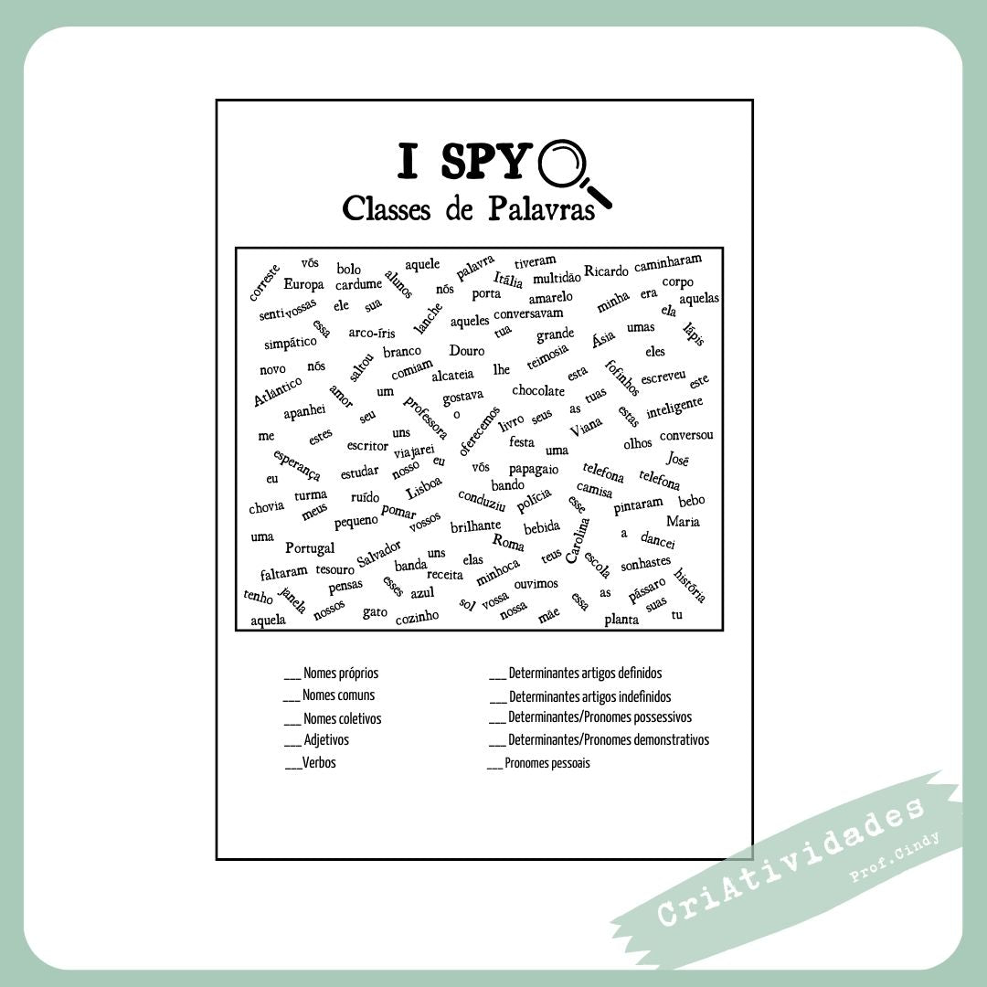 I SPY Classes de Palavras