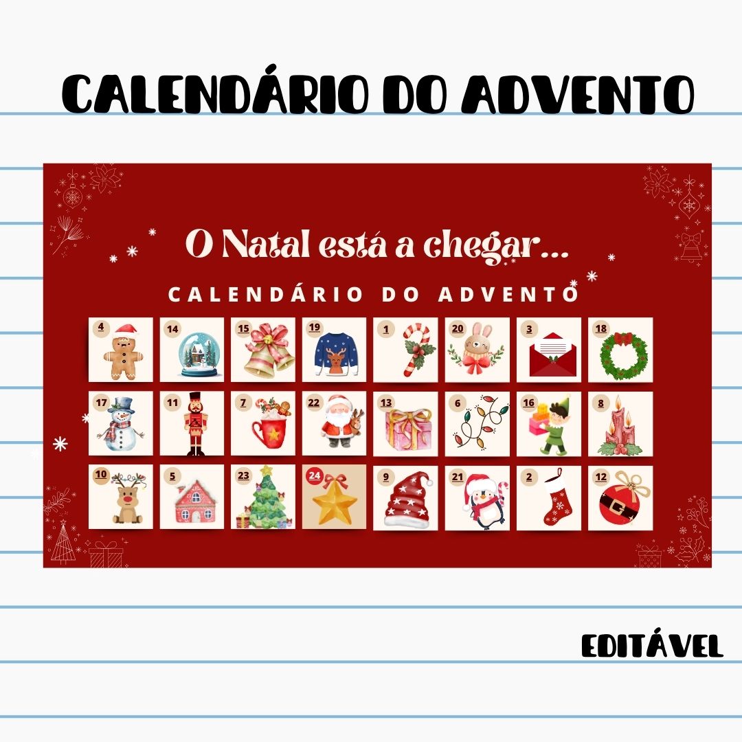 Calendário do advento digital editável