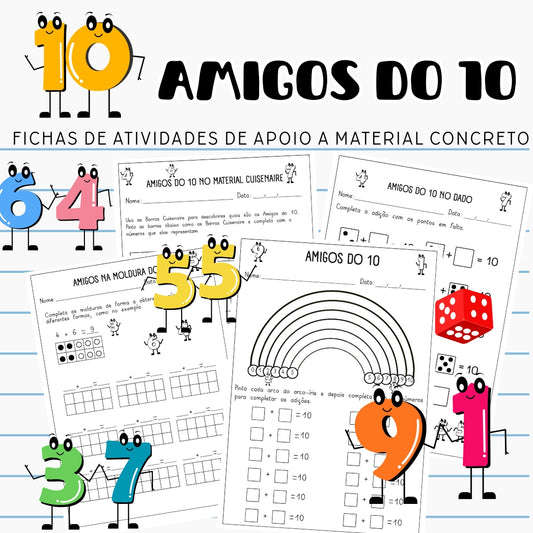 Amigos do 10, adição e decomposição - Fichas de apoio