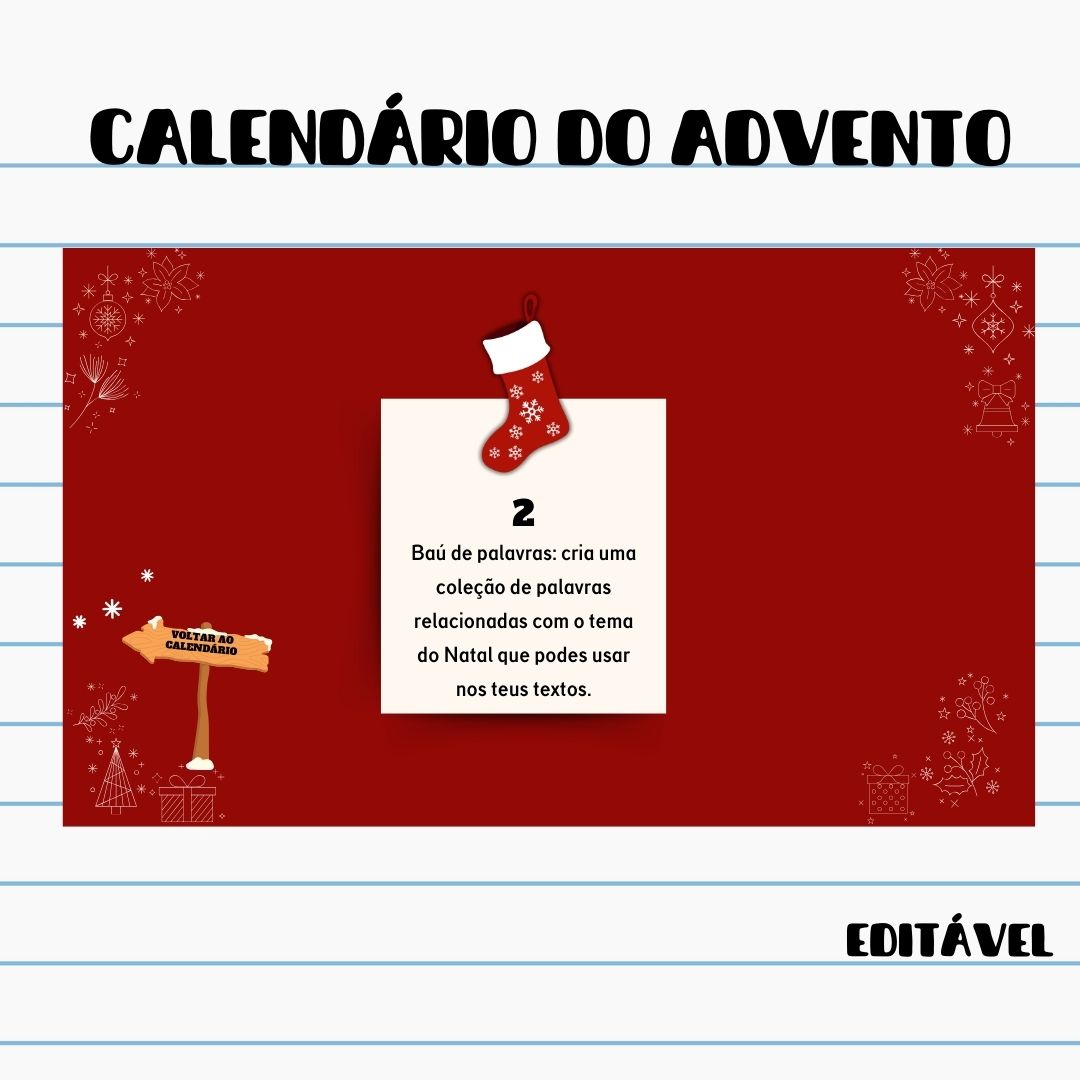 Calendário do advento digital editável