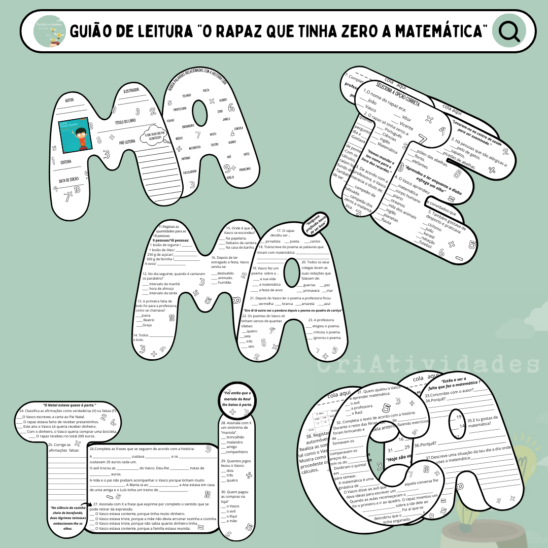 Guião de leitura "O rapaz que tinha zero a matemática"