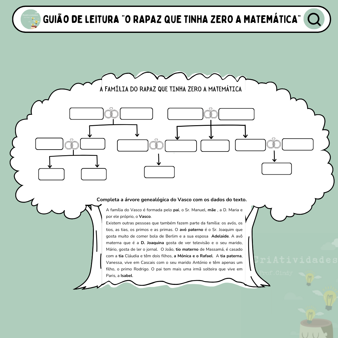 Guião de leitura "O rapaz que tinha zero a matemática"