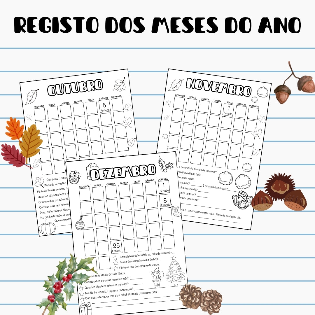 Registo dos meses do ano