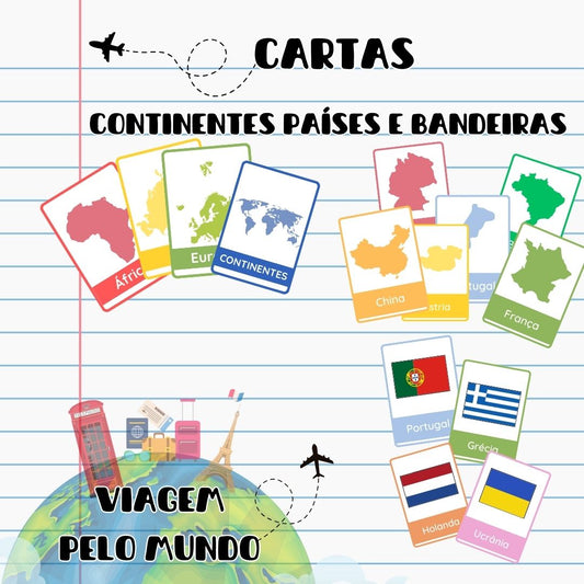 Cartas - Continentes, países e bandeiras