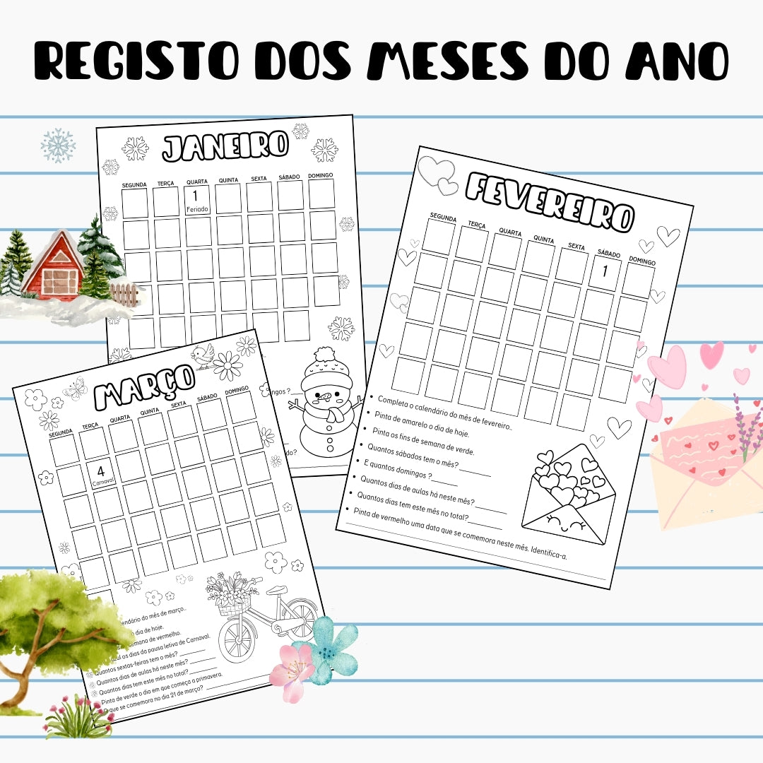 Registo dos meses do ano