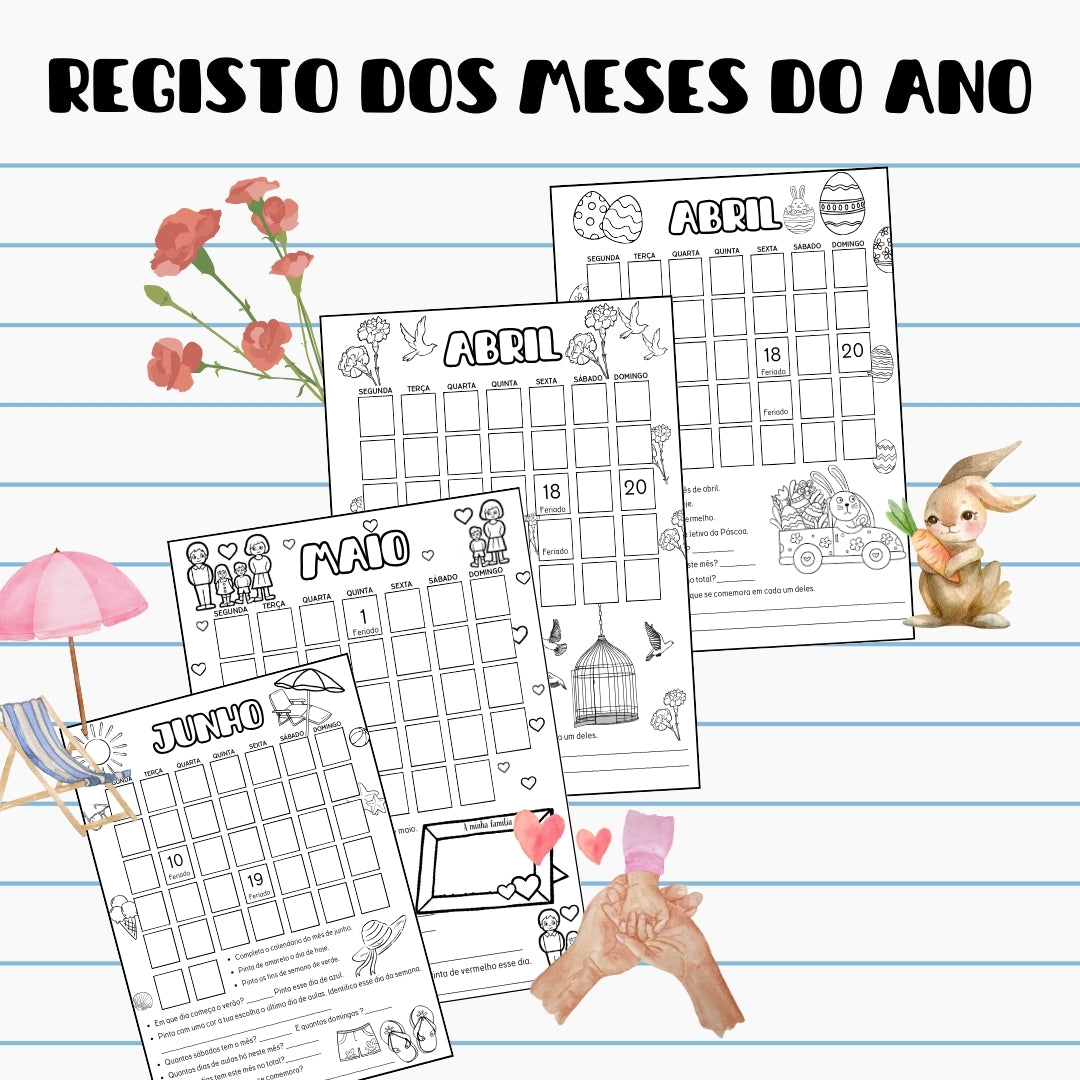 Registo dos meses do ano