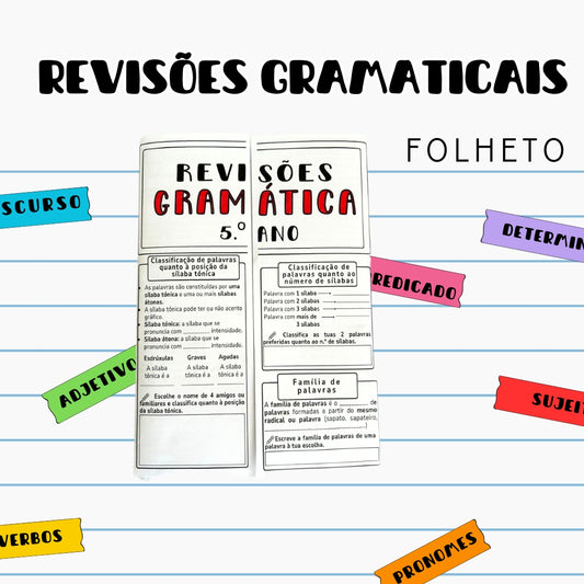 Folheto revisões gramaticais 5ºano