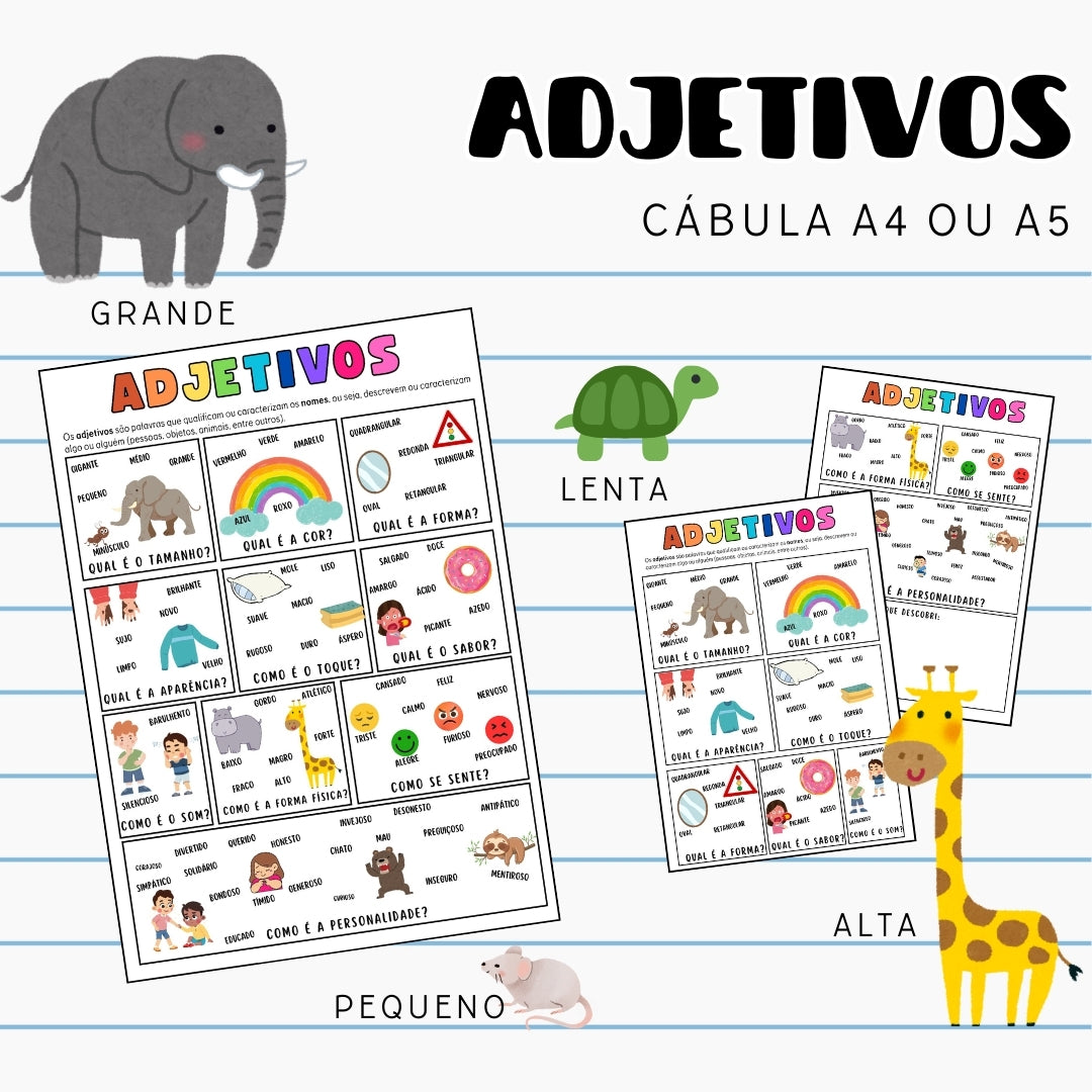 Adjetivos e Verbos - Cábula