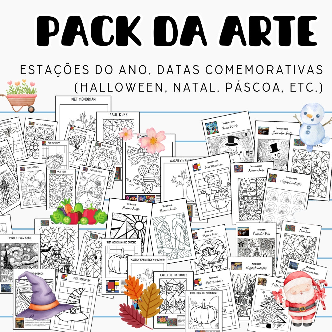 PACK da ARTE (Inverno, outono, primavera, alimentação, páscoa, halloween, natal, etc. )