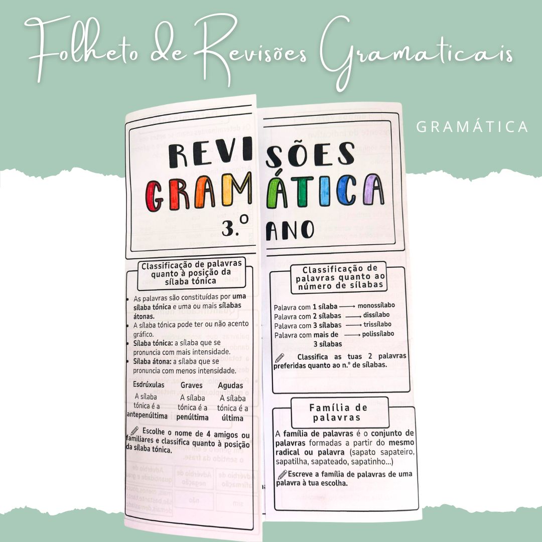 Folheto revisões gramaticais 3ºano