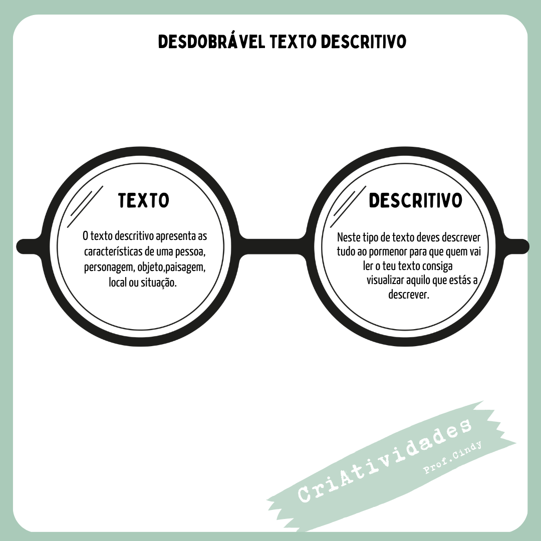 Óculos texto descritivo