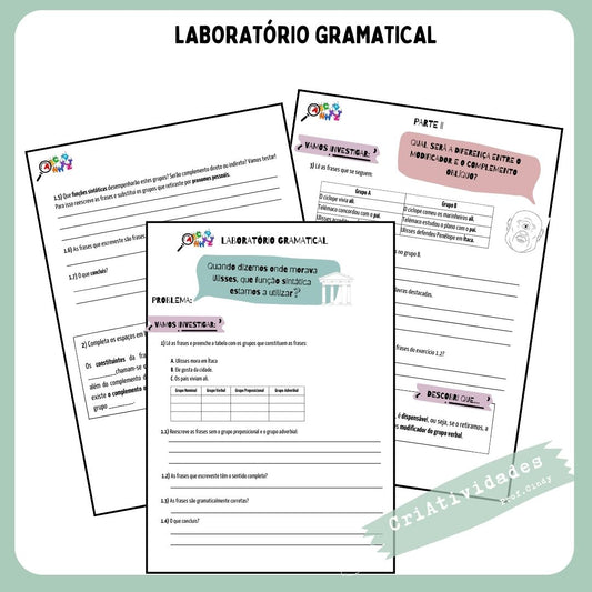 Laboratório Gramatical Complemento Obliquo